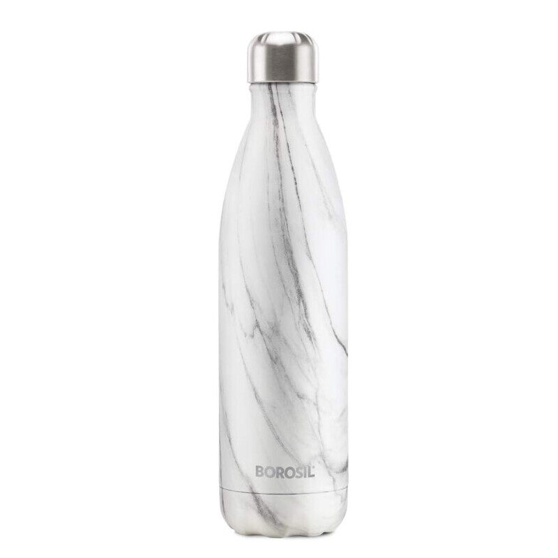 BOROSIL VACUUM INSULATED COPPER COATED INNER BOLT MARBLE Water Bottle, Sports Bottle, Yoga Bottle, Outdoor, PortableLeak Proof, Reusable Water Bottle , 500 ML, BT0500MR207