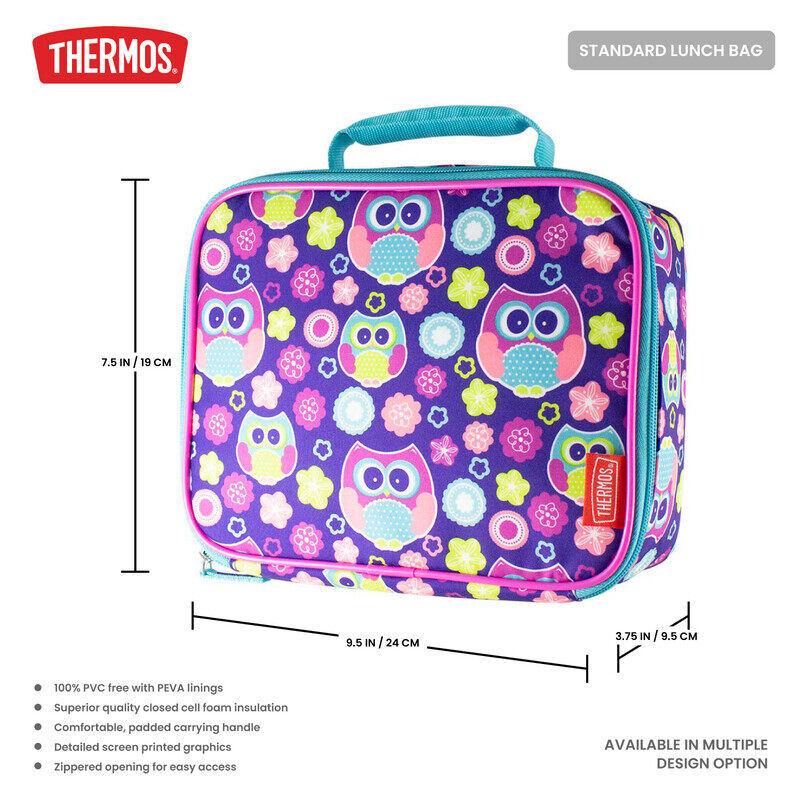 THERMOS STANDARD REUSABLE LUNCH BAG  OWLS, N112065, INSULATED TRAVEL BAG, LUNCH INSULATED TRAVEL BAG, INSULATED INSULATED TRAVEL BAG