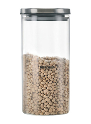 Borosil Glass Storage Jar with Lid, 1200ml, Clear/Grey