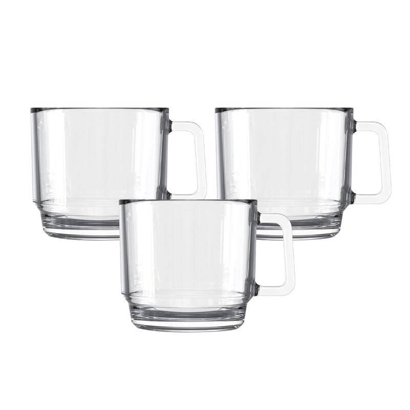 OCEAN STACK NOIR 3 PCS SET 485 ML, P0034103, Espresso Cup, Tea & Coffee Cup, Cappuccino Cup, Latte Glass