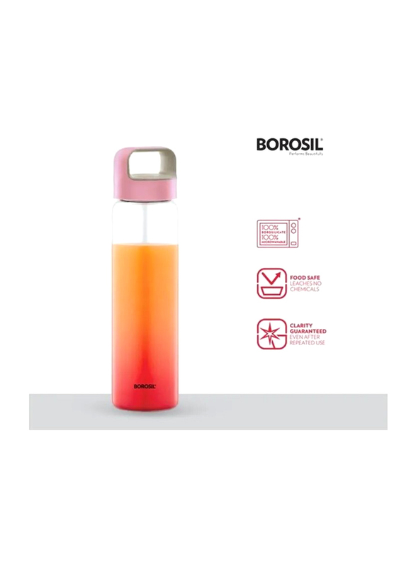Borosil 750ml Neo Glass Water Bottle, BVBTWMPIN750, Pink