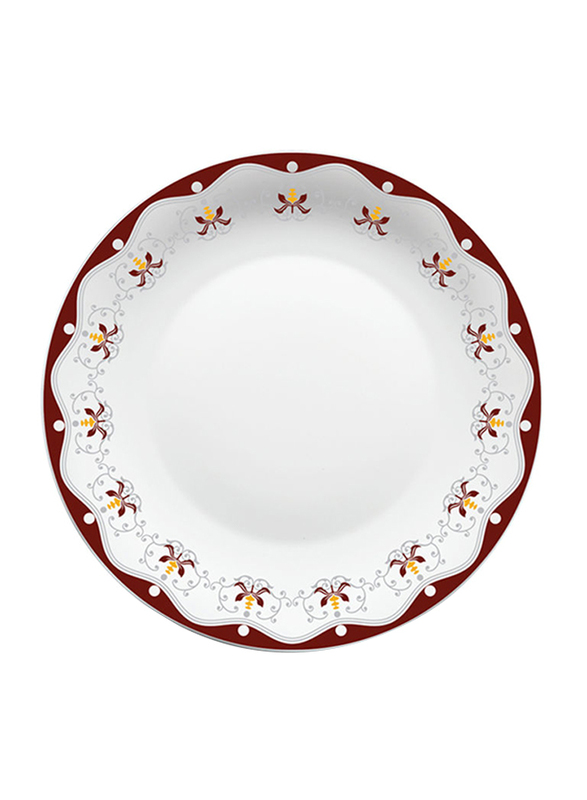Borosil 27cm Larah Royal Brown Opalware Round Dinner Plate, 11FPPLRB, White