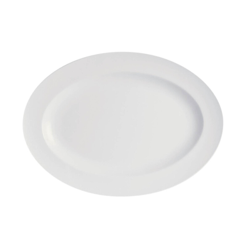 BARALEE SIMPLE PLUS WHITE OVAL RIM PLATE, 091261A, 36 CM (14 1/8")