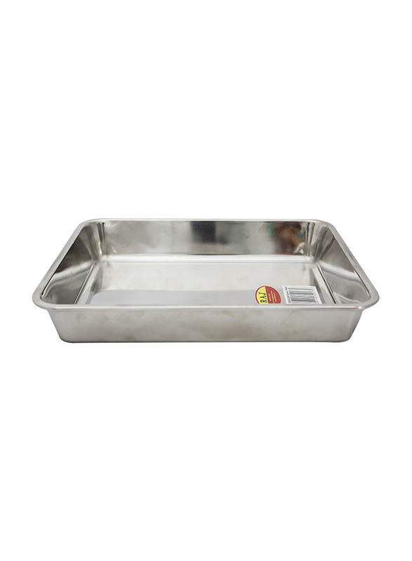 Raj Medium Steel Deep Baking Tray, HKDT0M, 33.5x25.3x6.1 cm, Silver