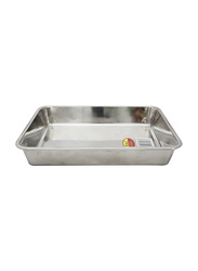 Raj Medium Steel Deep Baking Tray, HKDT0M, 33.5x25.3x6.1 cm, Silver