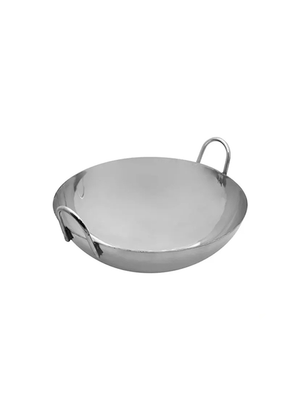 Raj 46cm Steel Deep Cooking Pot Kadai, MSK018, Silver