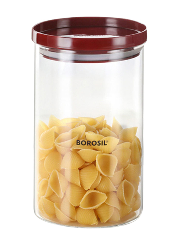 Borosil Glass Spice Storage Jar, 16 cm, Clear/Brown