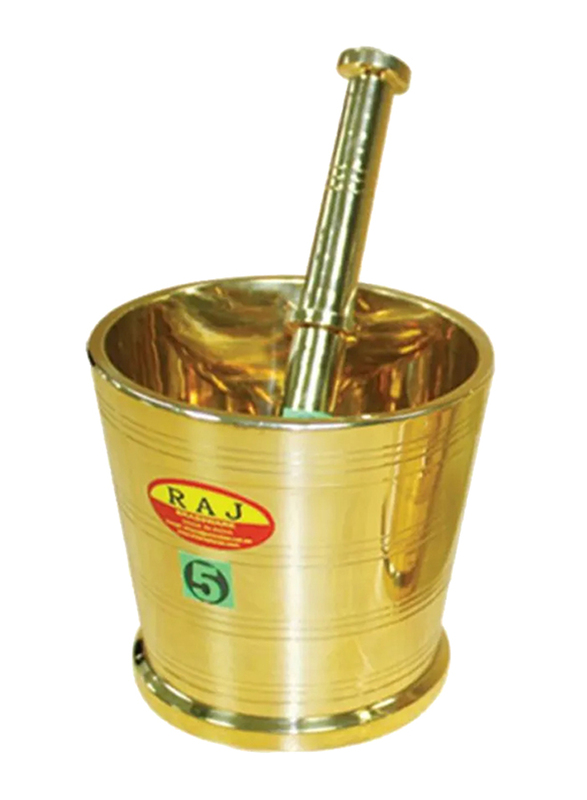 Raj 10cm Brass Mortar Pestle Set, Gold