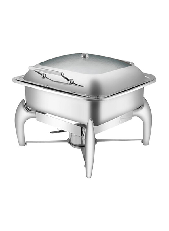 

Raj 6.5 Ltr Stainless Steel Square Hydraulic Chafing Dish (Induction) with Glass Lid, 600CHIC, 45x40x31 cm, Silver