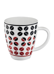 Borosil 400ml Larah Bean Row Opalware Mug, 40MUGBRW, White/Red/Black