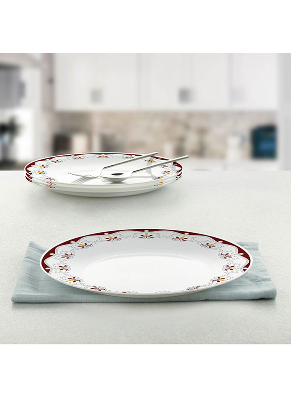 Borosil 27cm Larah Royal Brown Opalware Round Dinner Plate, 11FPPLRB, White
