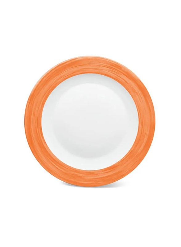 Borosil 18-Piece Larah Plano Opal Glass Round Dinnerware Set for 6, Orange