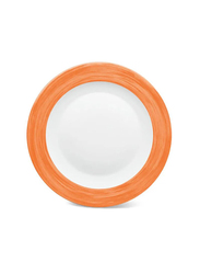 Borosil 18-Piece Larah Plano Opal Glass Round Dinnerware Set for 6, Orange