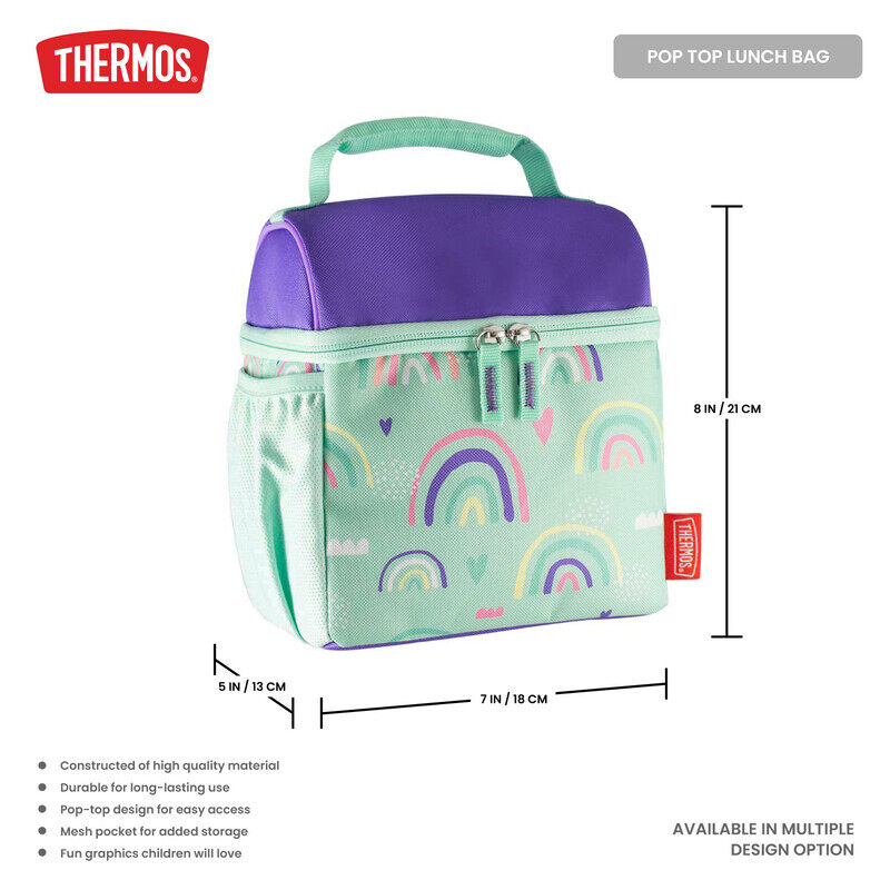 THERMOS STANDARD POP TOP REUSABLE LUNCH BAG  RAINBOWS, N112252, INSULATED TRAVEL BAG, LUNCH INSULATED TRAVEL BAG, INSULATED INSULATED TRAVEL BAG