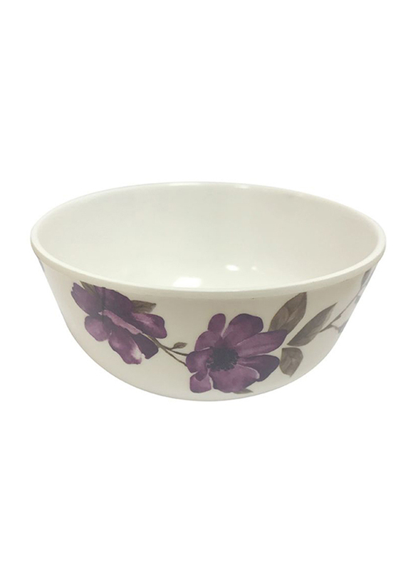 Dinewell 4.5-inch Melamine Blossom Bowl, DWB5008BL, White/Purple