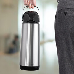 TERMOLAR LUMINA PUMP GLASS VACCUM FLASK AIRPOT,Stainless Steel, Heavy Duty and High Quality,Easy to pour and easy to clean Spout,Thermal Insulation, For Indoor and Outdoor Use SILVER 1.0 LTR, TR57818