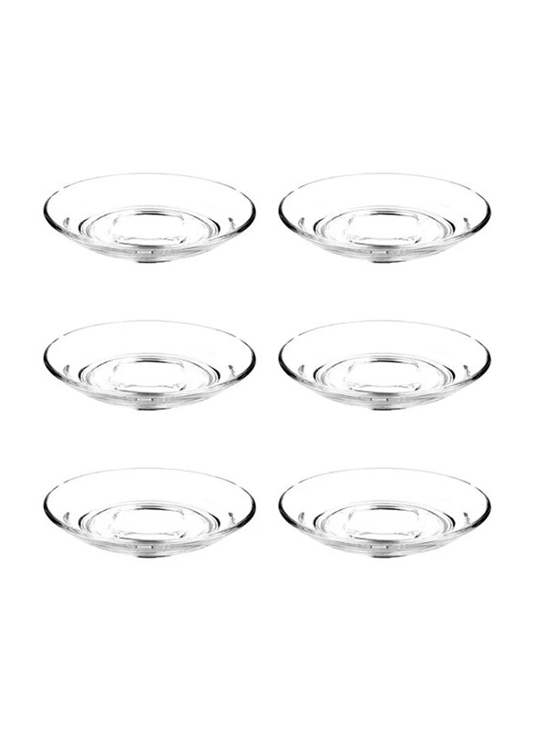 

Ocean 5.75-inch 6-Piece Glass Caffe Saucer Set, P02471, Clear