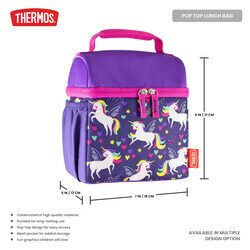 THERMOS STANDARD POP TOP REUSABLE LUNCH BAG  UNICORNS, N112289, INSULATED TRAVEL BAG, LUNCH INSULATED TRAVEL BAG, INSULATED INSULATED TRAVEL BAG