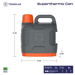 TERMOLAR SUPERTHERMO CAN 5 LTR - GREY, PORTABLE CAN, PU THERMAL INSULATION, Can Type Thermos, TR57839