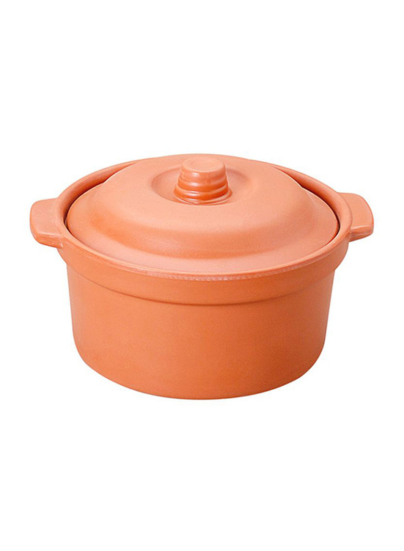 Dinewell 6-inch Terra Cotta Serving Bowl with Lid, DWMB0135TC, Orange