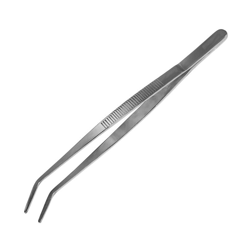 

KITCHEN MASTER STAINLESS STEEL GARNISH TWEEZER BENT, 10 , RBS016, BENT PLATING TWEEZERS, BENT DECORATING TONGS, BENT CHEF'S TWEEZERS