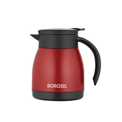 BOROSIL VACUUM INSULATED STAINLESS STEEL TEAPOT FLASK VACUUM INSULATED COFFEE POT RED - 500 ML
