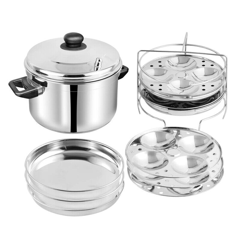 

VINOD STAINLESS STEEL MULTIPURPOSE POT LARGE 4 IDLY, 4 DHOKLA STAND, VIC003, IDLI COOKER, IDLI MAKER, IDLI STEAMER