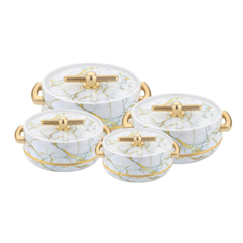 

SELVEL TURKISH INSULATED HOT POT WHITE/GOLD - 4PCS SET (1000/1500/2000/3000),PHPTG4-WHITE