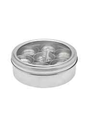 Raj Stainless Steel Spice Container Box with Spoon Set, 20cm, 9 Piece, Silver