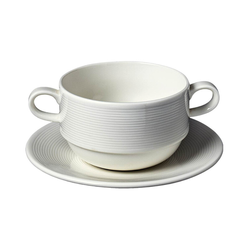 BARALEE WISH WHITE STACKABLE SOUP CUP HANDLED, 092538A, 350 CC (11 3/4 OZ)