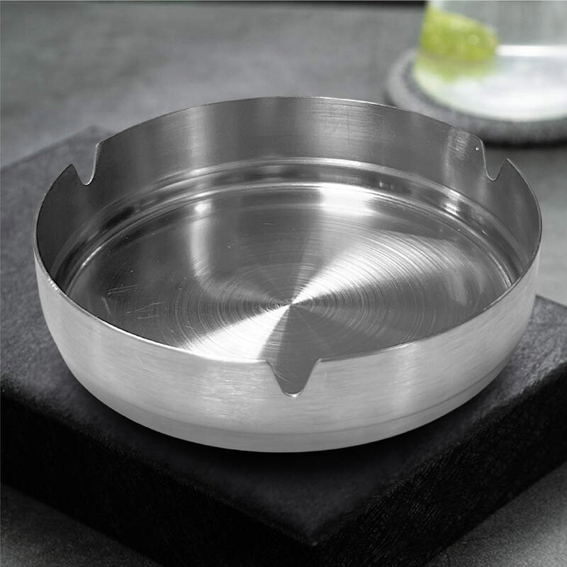 Raj Stainless Steel Ashtray Without Lid, 12 cm, VAT010, Cigar ashtray , Smoking accessory , Portable ashtray , Ash container , Bar Accessories