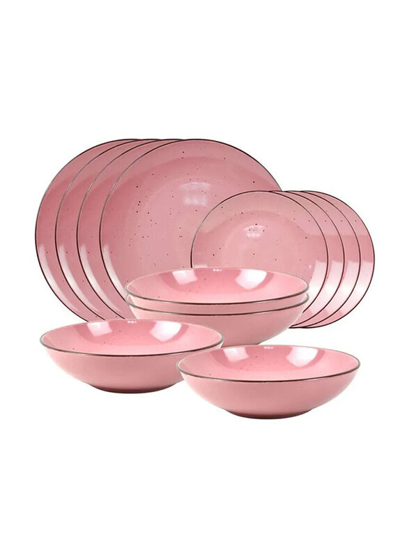 

Kitchen Master 12-Piece Porcelain Dazzle Dinner Set, 28.5cm, Pink