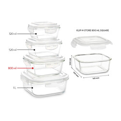 BOROSIL KLIP-N-STORE SQUARE GLASS STORAGE CONTAINER WITH AIR TIGHT LID FOOD STORAGE CONTAINER MICROWAVE SAFE CONTAINER 800 ML