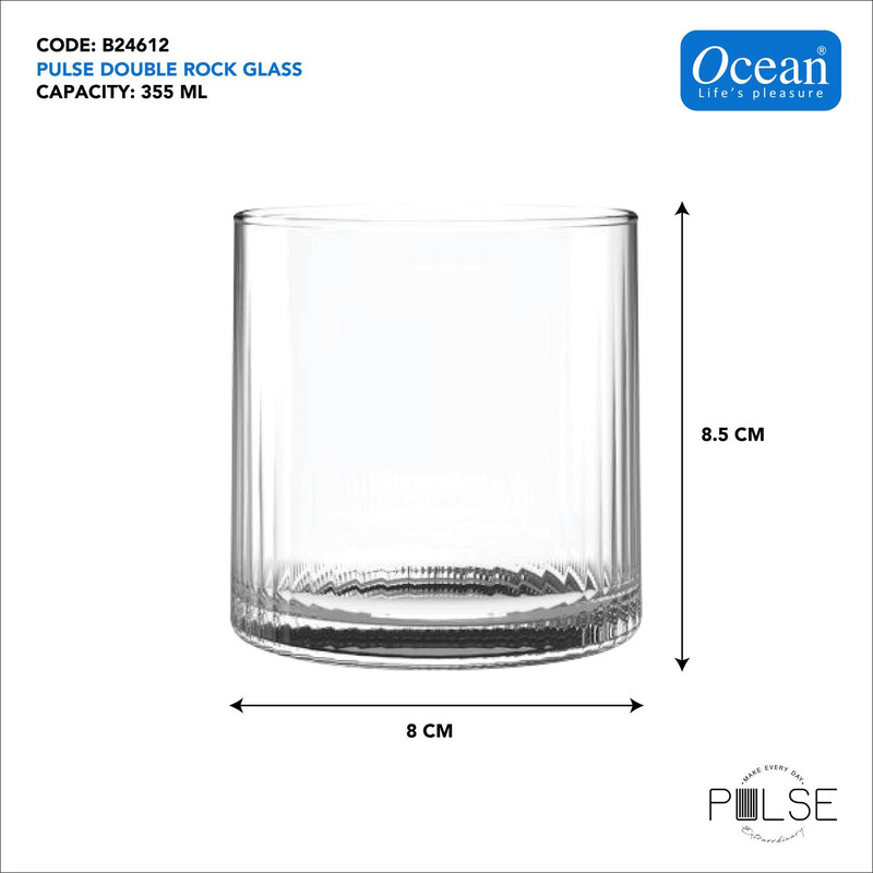 OCEAN PULSE DOUBLE ROCK GLASS SET OF 6, WATER JUICE COCKTAIL, 355ML