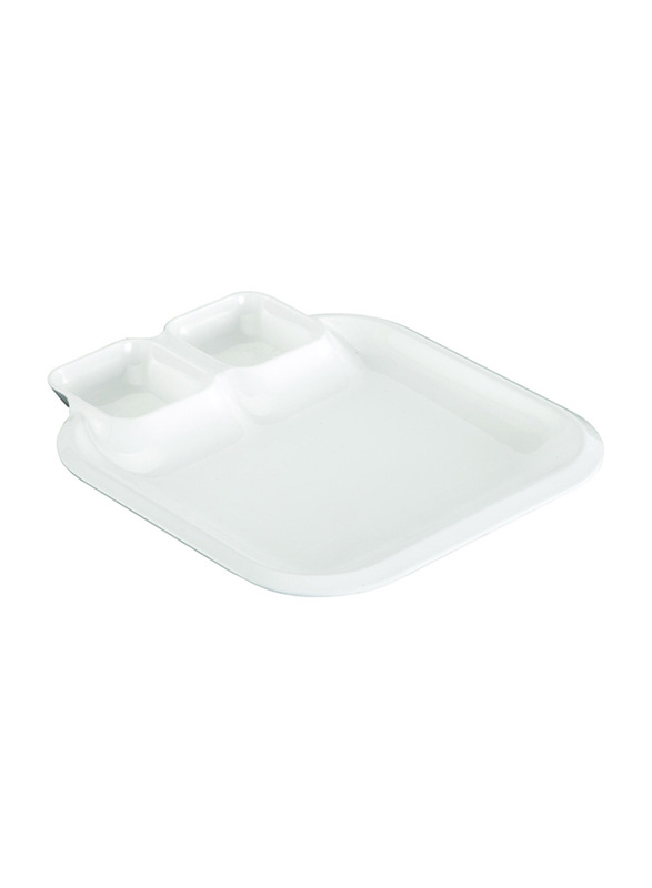 Dinewell 25cm Chip & Dip Square Mess Tray, DWT1040W, 25x28.5 cm, White