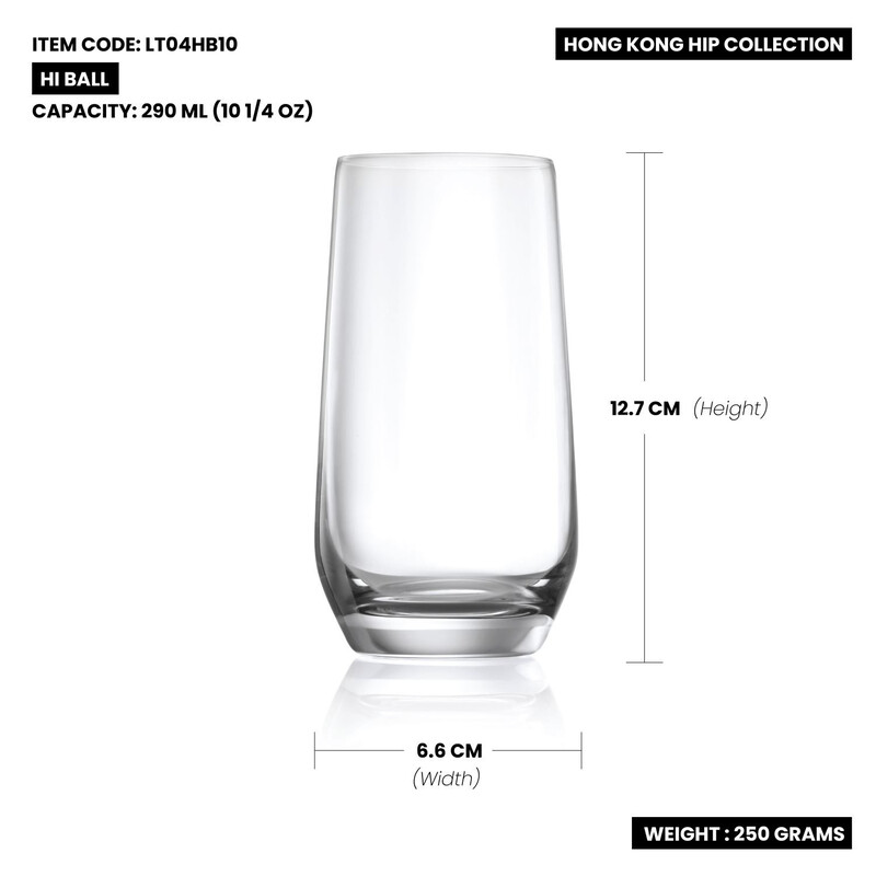 LUCARIS HONGKONG HIP HI BALL JUICE GLASS COCKTAIL GLASS 290 ML SET OF 6, LT04HB10