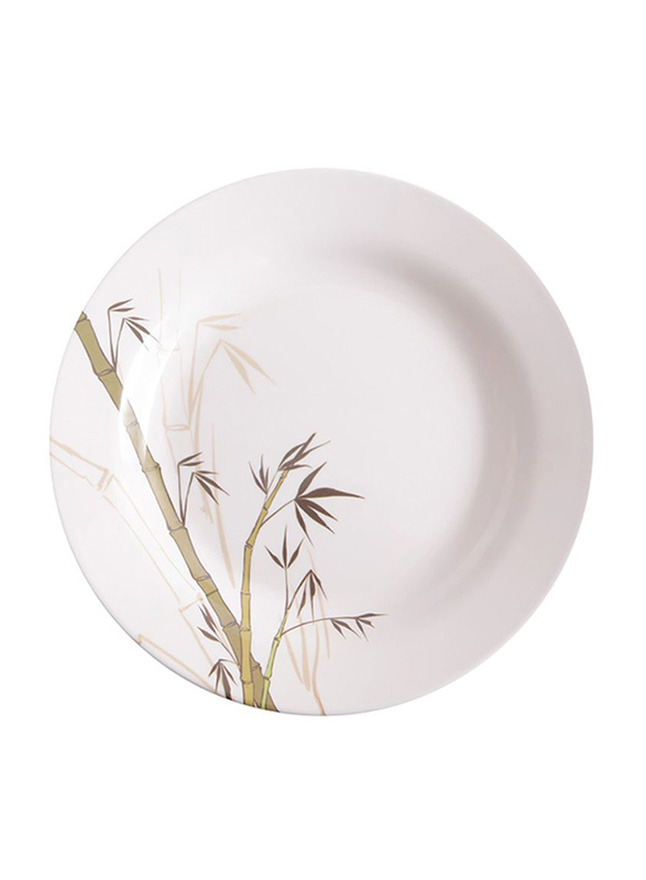 Dinewell 10.5-inch Green Bamboo Melamine Soup Plate, DWSP001GB, White