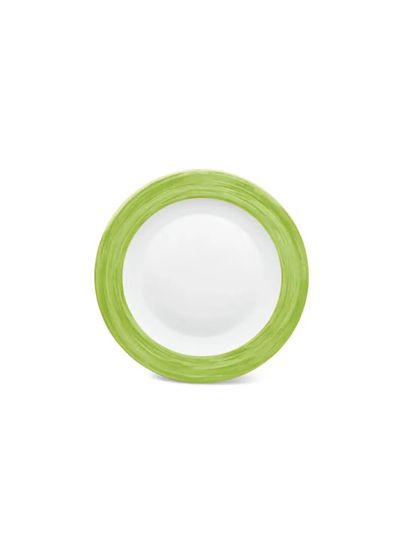 Borosil 18-Piece Larah Plano Opal Glass Round Dinnerware Set for 6, Green