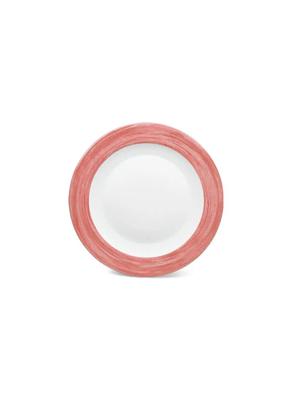 Borosil 18-Piece Larah Plano Opal Glass Round Dinnerware Set for 6, Pink