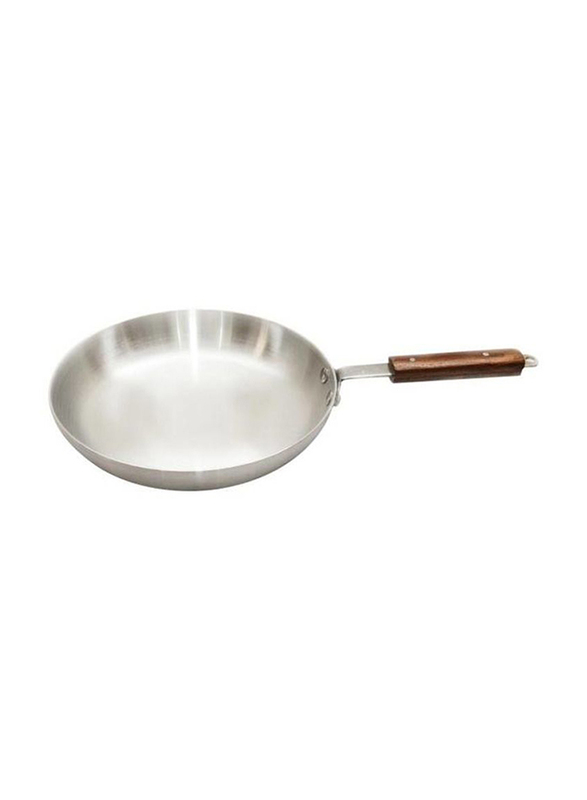 Raj 28cm Aluminium Frying Pan with Wooden Handle, RAFP14, Silver