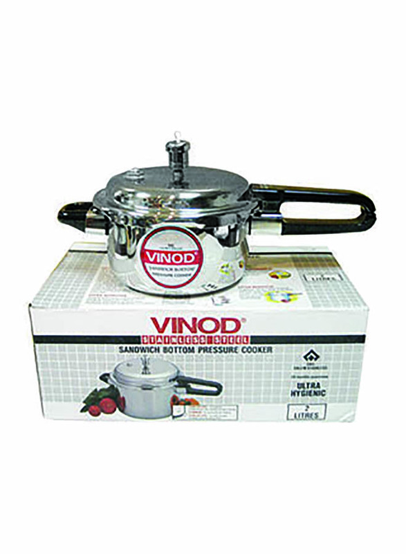 Vinod 5 Ltr Steel Induction Pressure Cooker with Outer Lid, VPC005, Silver