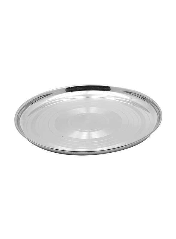 Raj 45cm Steel Silver Touch Thala Round Dinner Plate, STT020, Silver