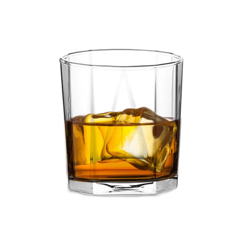OCEAN PYRAMID ROCK GLASS SET OF 6,  WHISKEY GLASS WHISKY, WATER JUICE COCKTAIL, 330ML