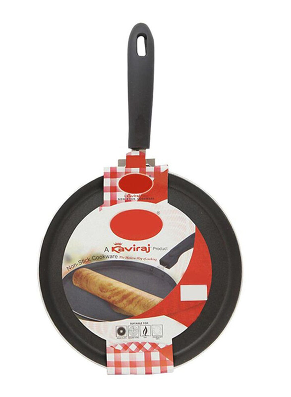 Raj 24cm Flat Non-Stick Dosa Tawa, KT0004, Black