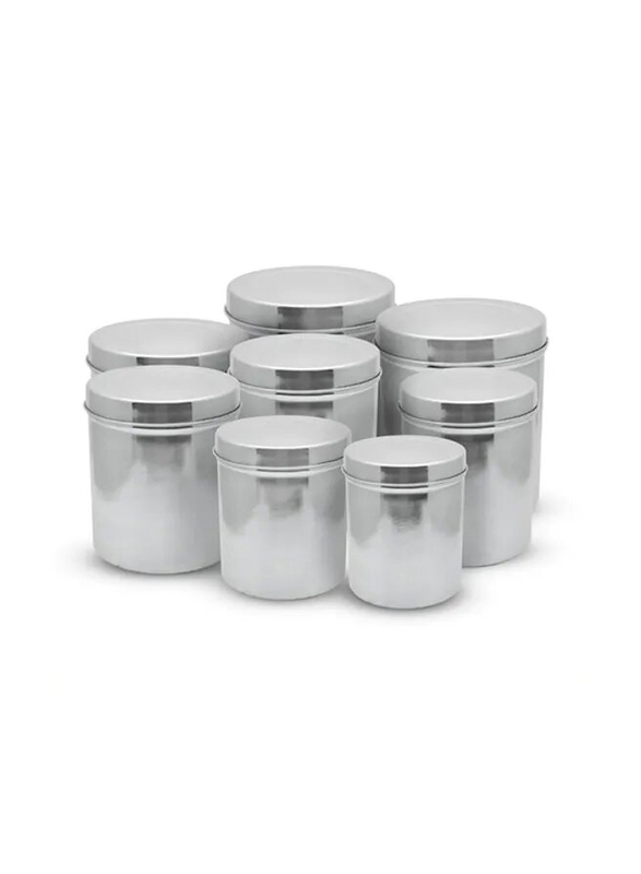 Raj Stainless Steel Storage Container, 8 Pieces, Silver