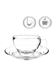 Ocean 6-Piece 260ml Caffe Latte Cup and Saucer Set, P0244306, Clear