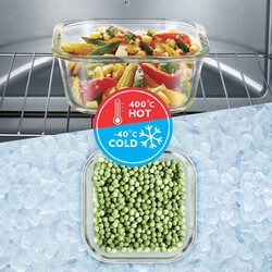 BOROSIL KLIP-N-STORE SQUARE GLASS STORAGE CONTAINER WITH AIR TIGHT LID FOOD STORAGE CONTAINER MICROWAVE SAFE CONTAINER 320 ML