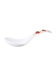 Dinewell 24.5cm Vintage Leaves Melamine Serving Spoon, DWS5014VL, White/Yellow