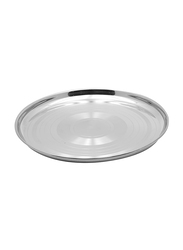 Raj 40cm Steel Silver Touch Thala Round Dinner Plate, STT018, Silver