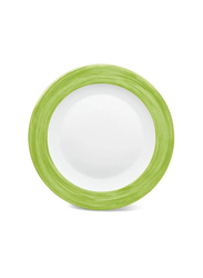 Borosil 18-Piece Larah Plano Opal Glass Round Dinnerware Set for 6, Green